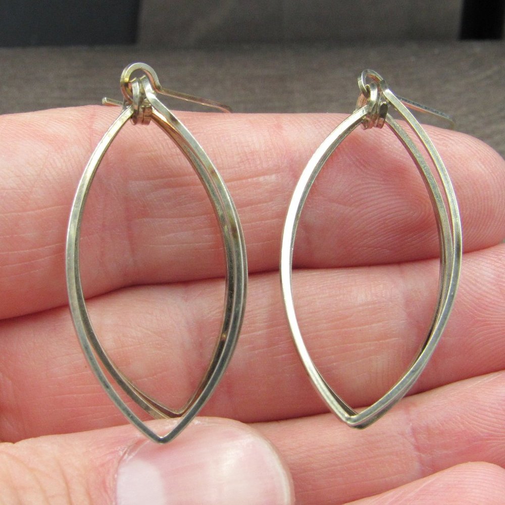 Sterling Silver Odd Style Rustic Earrings Vintage - Picture 1 of 5